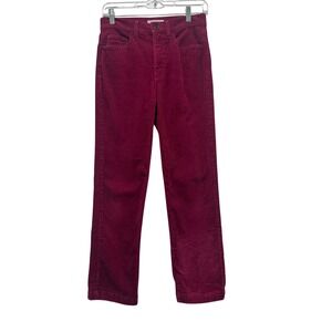 LOFT Magenta Pink Fuchsia Corduroy Pants Womens Straight Leg High Rise Mod Style